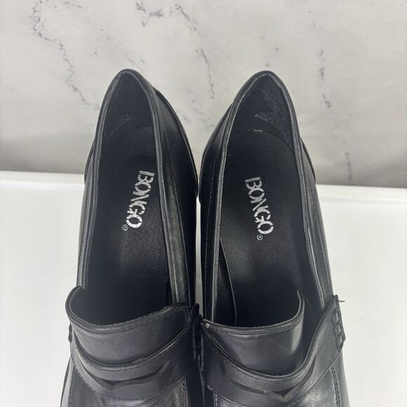 Y2K 90s Vintage Bongo Block Heel Platform Loafers Blk Leather Chunky 8.5 Grunge - Picture 14 of 15